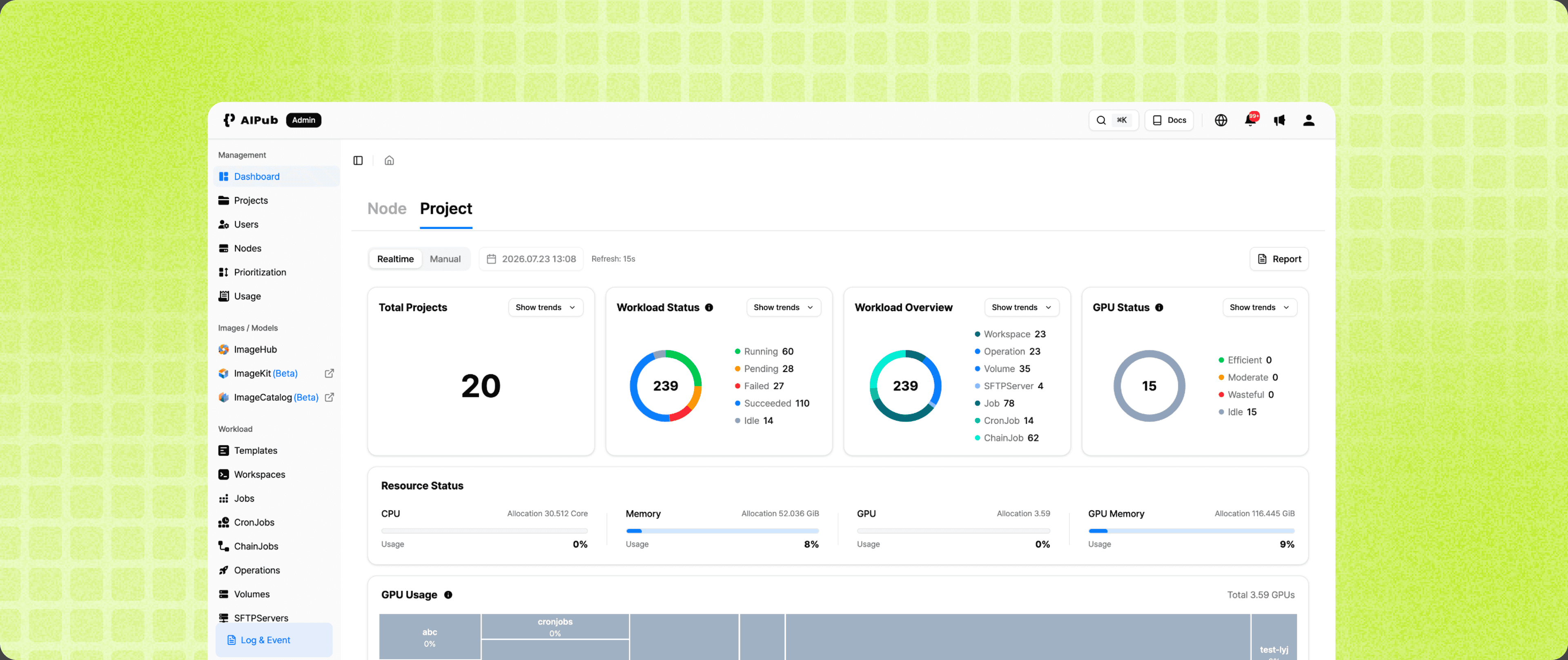 AIPub dashboard screen